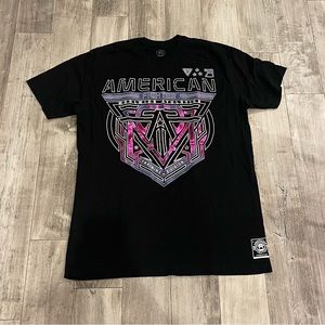 Men’s American Fighter Shirt Black with Metallic Design Extra Large XL